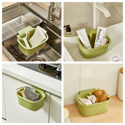 Kitchen Sink Strainer Basket, Faucet Hanging Strainer, Multi-Functional Food Colander,Press Automatic Dumping Kitchen Draining Basket, Easy Drain Filter with Bottom Release (White)