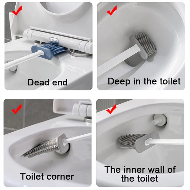 Toilet Brush Wall Hanging Toilet Brush with Holder Set Silicone Bristles for Floor Bathroom Cleaning Soft Toilet Brush WC Accessories Toilet Bowl Cleaners Brush