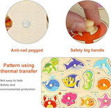 Wooden Peg Puzzles for Toddlers, Toddler Puzzles Set Letters, Numbers, Sea Animals and Vehicles 4 Pack Preschool Educational Learning Toys T77