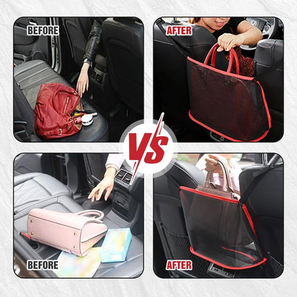 TSUGAMI Car Multi-functional Universal Back Seat Net Pocket Handbag Holder/ Storage Organizer, Red Polyester Fiber, Hook Fastener