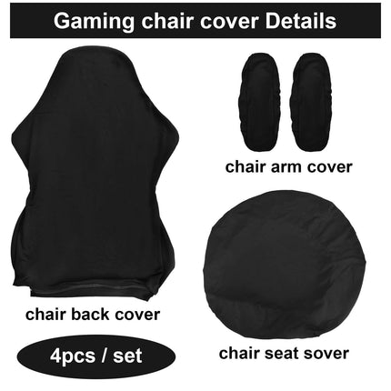 Voxlara Universal 4PC Office Chair Cover Set with Armrests for Computer Chairs/PC Seat Cover Chair, BLACK
