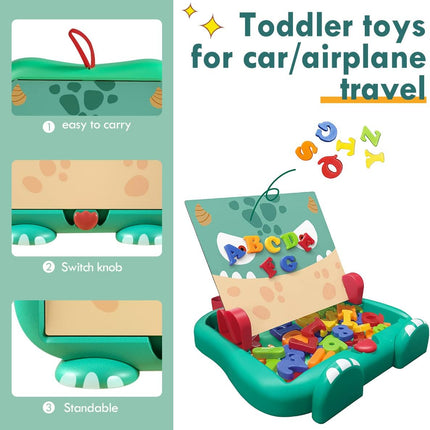 Aomola My Green Monster Kids Easel for Toddler with Magnetic Letters&Numbers Drawing Board Refrigerator Magnets, Educational Learning Toys Gifts for Boys Girls