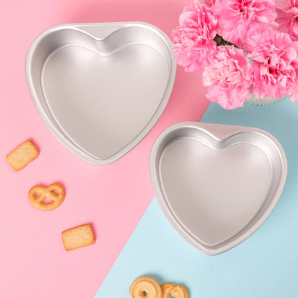 Gvhntk 2pcs Heart Shaped Cake Pan 6 Inch & 8 Inch Aluminum  Heart Cake Tin Baking Mold