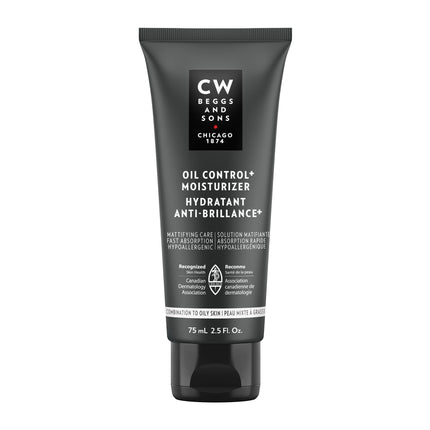 CW Beggs Oil Control+ Moisturizer for Men, Oily Skin, Face Cream, Hypoallergenic, Fragrance-Free, Paraben-Free, Alcohol-Free, Mineral Oil-Free, Cruelty-Free
