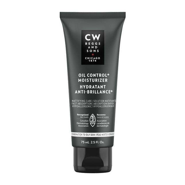 CW Beggs Oil Control+ Moisturizer for Men, Oily Skin, Face Cream, Hypoallergenic, Fragrance-Free, Paraben-Free, Alcohol-Free, Mineral Oil-Free, Cruelty-Free
