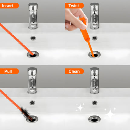 FORLIVER 3-PACK Reusable 25" Hair Clog Remover Unblocker Drain Snake for Shower, Kitchen, Sink, Bathroom, Toilet