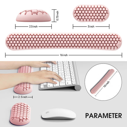 Lzetguya Honeycomb Soft Silicone Ergonomic Wrist Mouse Support Pad relieves Wrist Pain, Suitable for Offices, Homes, Games, Pink