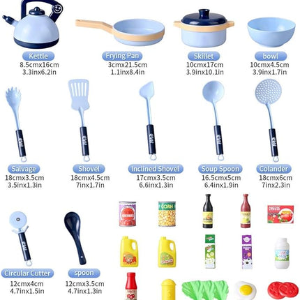 Veluoess 28PCS Kids Kitchen Pretend Cooking Play Toys,Role Play Game Cookware Pot and Pan Toy Set,Cooking Utensils Accessories Toys T31