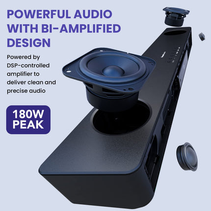 Sound Blaster Katana SE Multi-Channel Gaming Soundbar, 180W Peak Power, Bi-Amplified 4-Driver Design, Super X-Fi Technology, and RGB Lighting