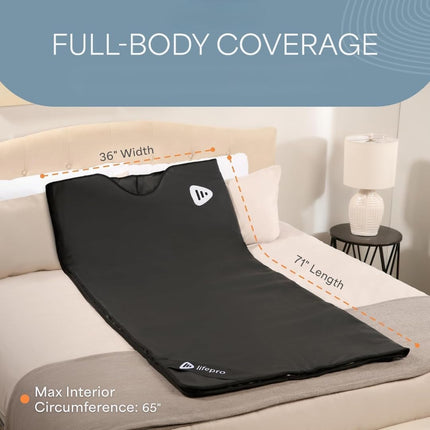 Lifepro RejuvaWrap Infrared Sauna Blanket –Heated Blanket for Relaxation, Portable Sauna Suit Wrap – Spa-Like Experience at Home with 9 Heat Levels (95°F to 176°F) Thermal Sauna Wraps & Hand Towel