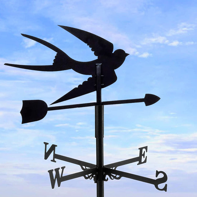 ZAANU Outdoor Garden Roof Farm Yard Weathervane Metal Swallow Wind Direction Indicator with Roof Mount