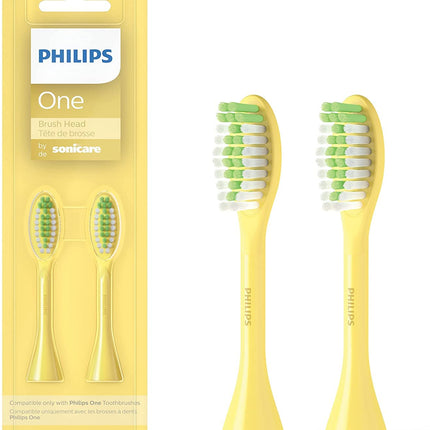 Philips One by Sonicare Electric Toothbrush Heads, Motorized Sonicare Toothbrush Heads, Brush Head Pack (2 Heads), Mango, BH1022/02