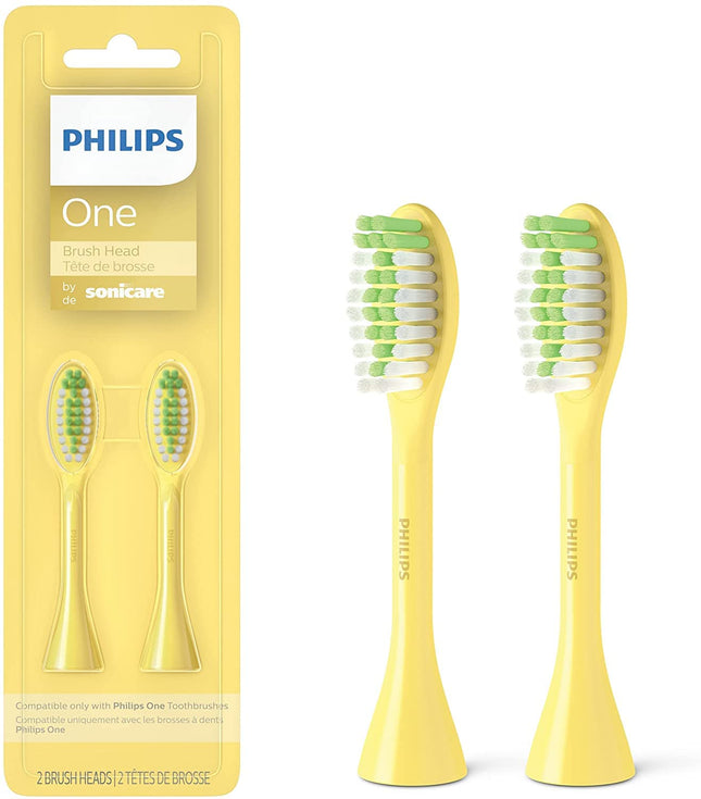 Philips One by Sonicare Electric Toothbrush Heads, Motorized Sonicare Toothbrush Heads, Brush Head Pack (2 Heads), Mango, BH1022/02