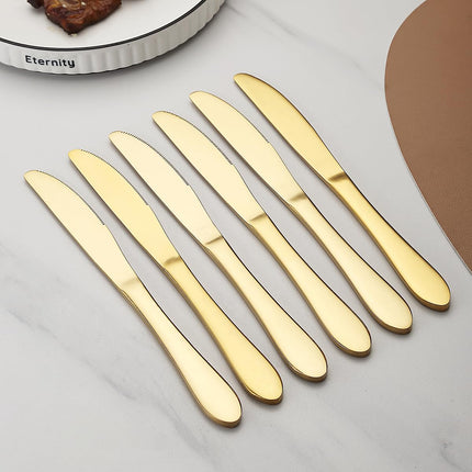 Berglander Set of 12 Pieces Titanium Gold Plating Stainless Steel Butter Knives, Dishwasher Safe