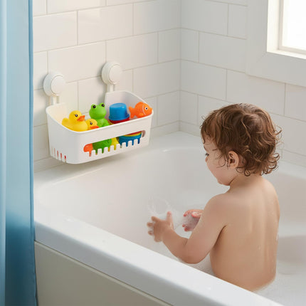 Dewsea Bath Toy Storage Organizer for Kids, No-Drill Suction Cup Shower Caddy, Bathtub Toy Holder with Drain Holes, Waterproof Bathroom & Kitchen Storage Basket