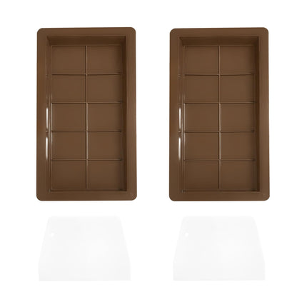 Qancekoo 2 PCS Dubai Chocolate Bar Molds with Spatulas, Flexible Silicone Chocolate Mold Candy Bar Mold for DIY Baking (Brown)