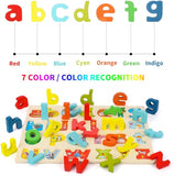 Wooden Peg Puzzles for Toddlers Uppercase and Lowercase Alphabet Number Board Set Gift for Educational Learning Jigsaw Puzzle Board Preschool Toys T22