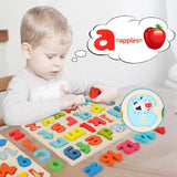 Wooden Peg Puzzles for Toddlers Uppercase and Lowercase Alphabet Number Board Set Gift for Educational Learning Jigsaw Puzzle Board Preschool Toys T22