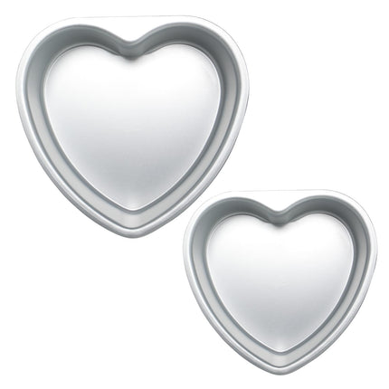 Gvhntk 2pcs Heart Shaped Cake Pan 6 Inch & 8 Inch Aluminum  Heart Cake Tin Baking Mold
