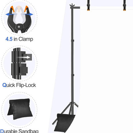 EMART Backdrop Stand Kit, 10x7ft (WxH) Adjustable Photo Backdrop Stands Kit for Parties with Carrying Bag, Photography Background Support Frame for Video Studio Photoshoot Banner Holder