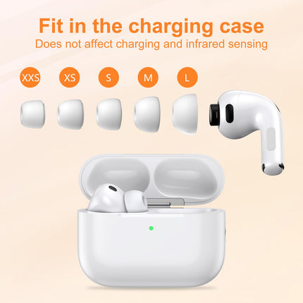 Link Dream Ear Tips for AirPods Pro 3 Replacement Eartips Silicon Ear Buds Tips with Portable Storage Box White 5 Pairs (XXS/XS/S/M/L Tips+ Cleaner Pen)