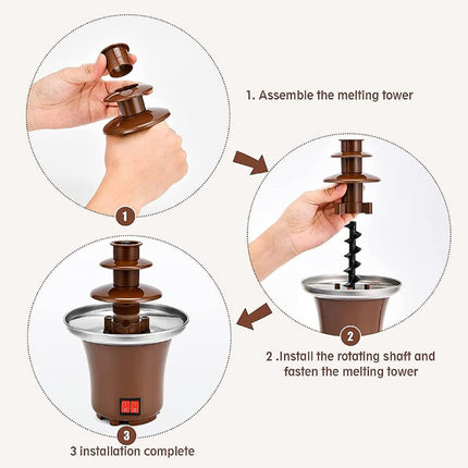 JINEKU 3-Tier Electric Chocolate Fountain Waterfall Machine,  Chocolate Melting Tower