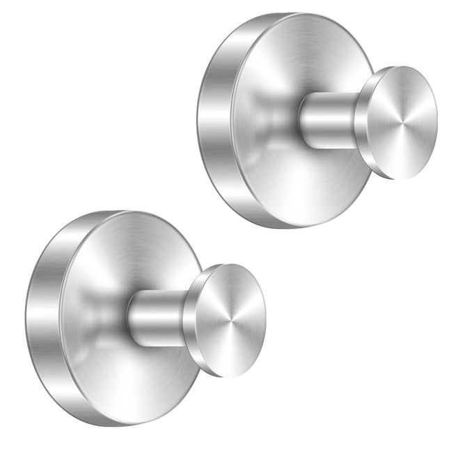RAIYMA 2PC Waterproof Suction Self Adhesive Stainless Steel Shower Hooks, Silver