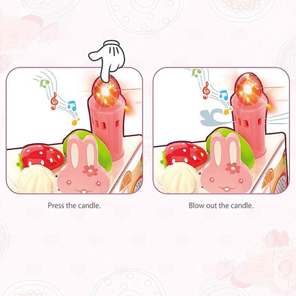 82Pcs DIY Cutting Birthday Cake Food Toys Pretend Playset-Light and Music with Candles,Dessert for Kids Toddlers T26