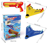 Airplane Toy Soft Foam Gun Toy Bubble Catapult for Kids Boys Girls, One-Click Ejection Model Plane Gun Shooting Game with 2 PCS Glider Airplane Launcher T94
