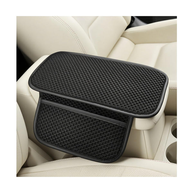 TSUGAMI Universal Fit Car Armrest Seat Box Cover Protector Center Console Cushion Pad with 2 Pocket, Black