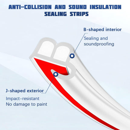 TSUGAMI Universal for SUV Sedan Truck 32.8ft Rubber 2 In 1 Self Adhesive Soundproofing Anti-Collision Weather Car Door Seal Strip Edge Protector, White