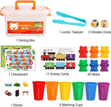 Aomola Rainbow Counting Bears Activity Set 83PCS Number Color Recognition Games Educational Toys with Cups and Cards T54