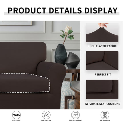 Easy-Going 2-Piece Stretch Micro Fiber Sofa Slipcover Furniture Protector, Chocolate