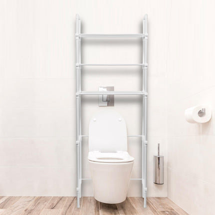 HSHGZSR Over The Toilet Storage Shelf Space Saving 3 Tier Freestanding Toilet Storage Rack Storage Cabinet Toilet Shelf Organizer Multifunctional Above Toilet Stand for Home Bathroom Towel (White)