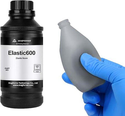 MAGFORMS Elastic 3D Printer Resin, Tough & Flexible 405nm UV-Curing Resin, TPU-Like Photopolymer Resin for LCD DLP 3D Printing, GRAY