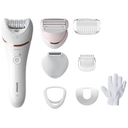 New Open Philips Epilator Series 8000 Wet & Dry Electric Hair Removal Epilator, Cordless Use, BRE720/14