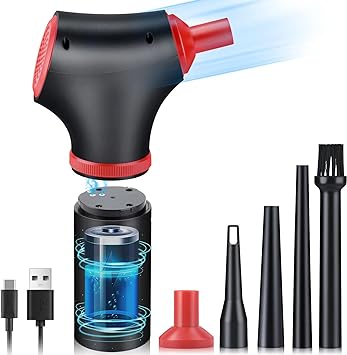 BGGUANG Compressed Air Duster,Continuously Variable Speed to 100000RPM Rechargeable Electric Air Duster Portable Air Blower, Cordless Air Duster for Computer Keyboard Swimming Ring 7000mAh Fast Charge