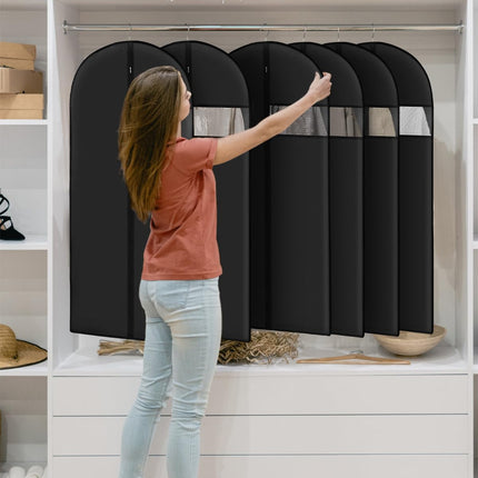 WeLiu 8-Pack, 43 Inch PEVA Garment Bags for Hanging Clothes - Reusable Black Suit Bags with Clear Window for Closet Storage & Travel