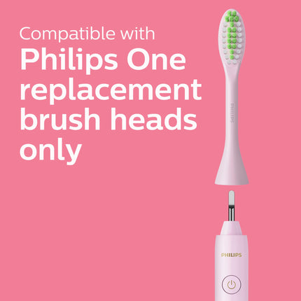 Philips One by Sonicare Electric Toothbrush Heads, Motorized Sonicare Toothbrush Heads, Brush Head Pack (2 Heads), Pink, BH1022/20