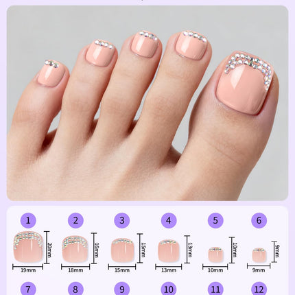 EBANKU 72 Pcs Square French Tips Toe Nail Tips Nude Pink False Fake Nail Tips for DIY Salon Home