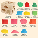 Aomola Wooden Shape Sorting Cube Toys with 13 Colorful Wood Geometric Shape Blocks and Sorter Box,Learning Matching Game for Toddlers,Preschool Educational Learning Toy for Kids T93