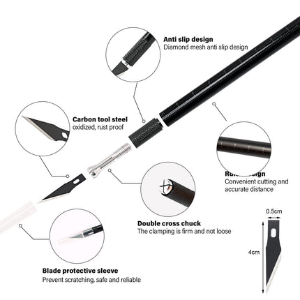 EHDIS 1pc Precision Craft Tool Cutting Stencil Knife Tool Craft for Art Cutting Craft, Modeling,  Clay Mat Plastic, Black