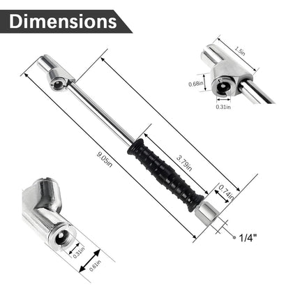 TSUGAMI 1/4" FNPT Extended Reach Dual Head Car Air Chuck, Steel 2-Way Connection Vehicle Tire Inflate Chuck with Quick Plug & Handle, Auto Tyre Air Compressor Fill Kit, Universal Fit
