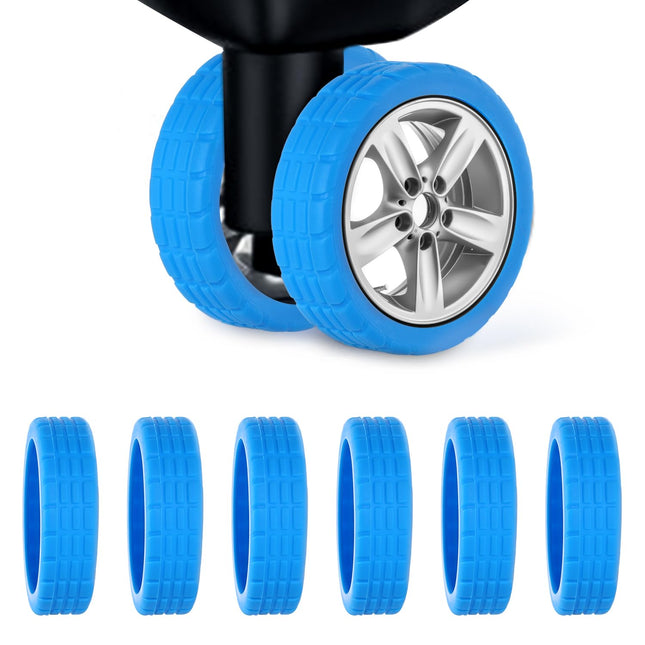 TOYMIS 8pcs Portable Suitcase Wheel Protector Covers Colorful Silicone Luggage Wheel Covers Luggage Spinner Wheel Covers for Most 8 Caster Luggage, BLUE