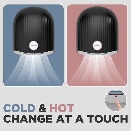 ¡NTERHASA! Compact 3-Pin Plug In Hand Dryer 110V Electric Commercial Hand Dryer, BLACK