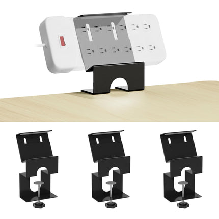 ERGO COLLECT Adjustable 4 Pack Outlet Power Strip Metal Desk Clamp Holder for Various Surge Protectors, Power Strips, USB Hubs, Black