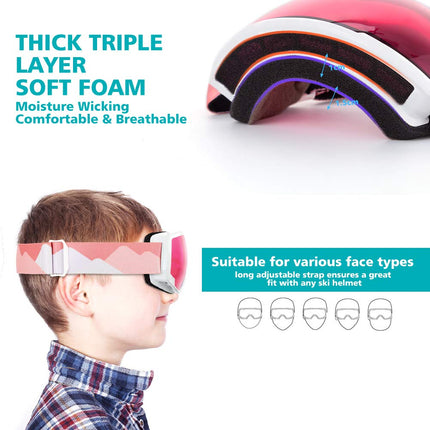 OutdoorMaster Kids Ski, Snowboard Goggles-Snow with Anti-Fog 100% UV Protection Spherical Lens