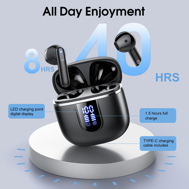 Cillso Wireless Earbuds, Bluetooth Headphones in Ear Buds, 40H HiFi Stereo Bluetooth Earbuds with ENC Noise Cancelling Mics, IP7 Waterproof Earphones