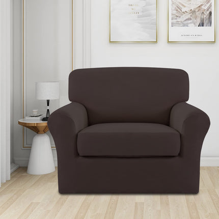 Easy-Going 2-Piece Stretch Micro Fiber Sofa Slipcover Furniture Protector, Chocolate