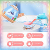 45Pcs Tea Party Set for Little Girls Princess Tea Time Toy Playset Ocean/Dinosaur Theme Kids Tea Set with Desserts & Carrying Case Kitchen Pretend Toy T134